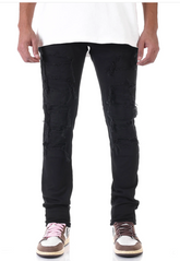 KDNK PATCHED DISTRESS SKINNY PANTS KNB3145 BLACK